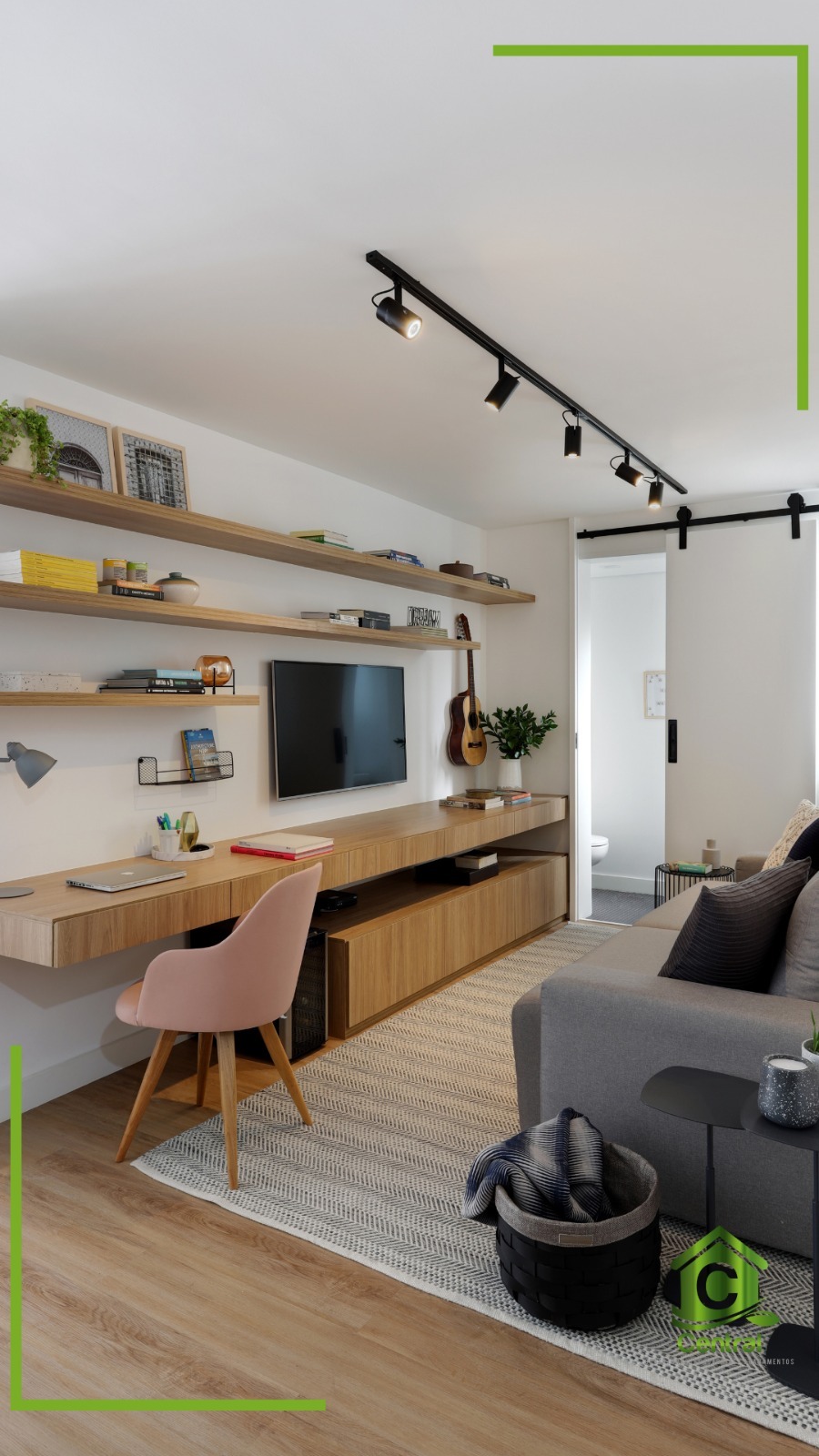Home office com piso vinílico